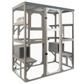 Large Wooden Outdoor Cat Catio Enclosure with 2 Doors, 2 Resting Rooms, 5 Platforms J8282