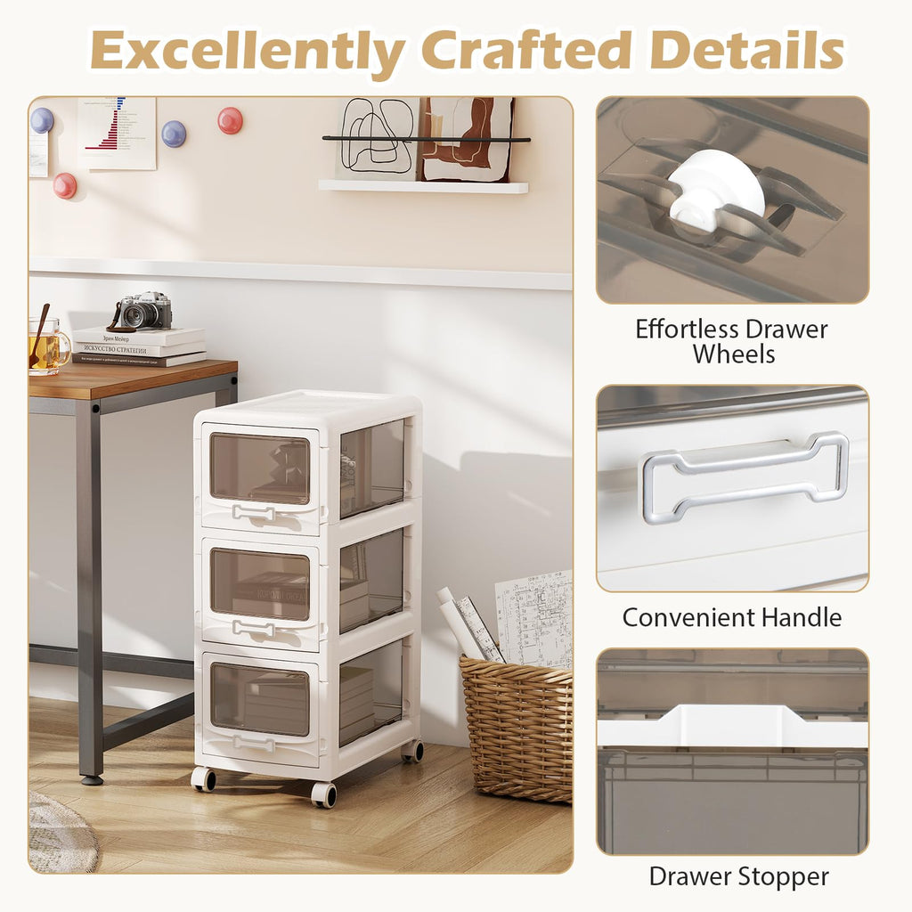 3 Tier Rolling Storage Cart with Drawers Y173864
