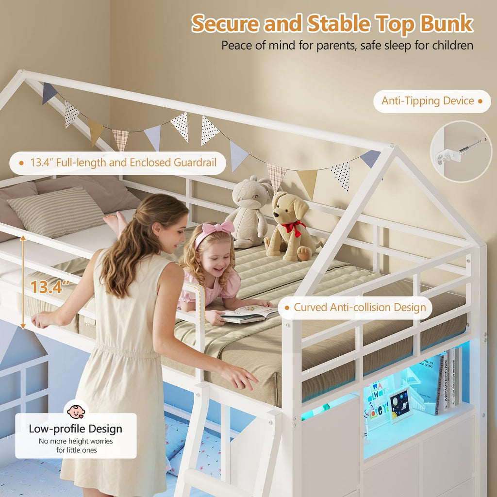 Twin Over Twin Bunk Bed with 6 Storage Drawers S233
