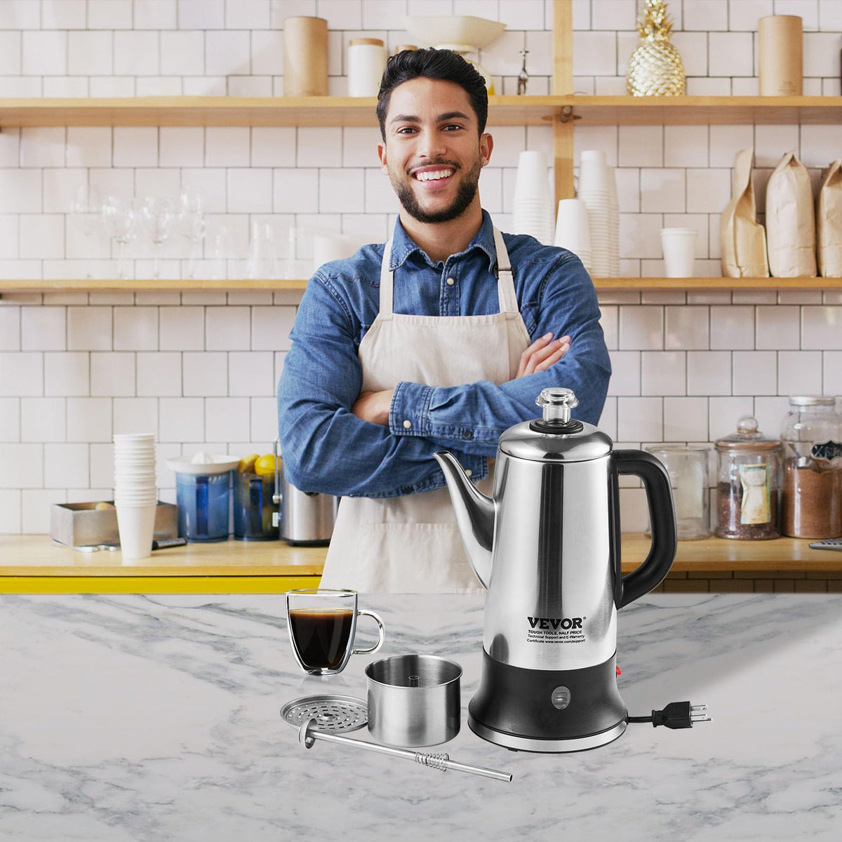 12-Cup Stainless Steel Electric Percolator Coffee Pot W887