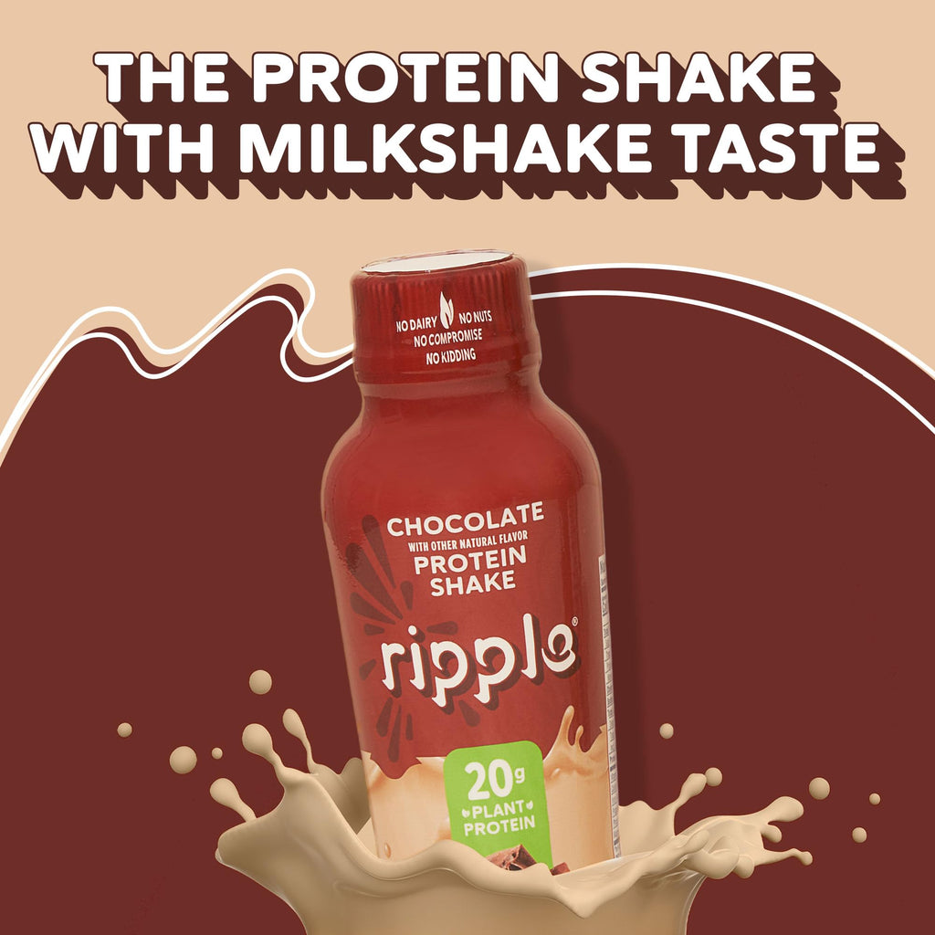 Chocolate Plant Based Protein Shake 20g Pea Protein Vegan Non GMO 12 Fl Oz Bottles Pack of 12 L319