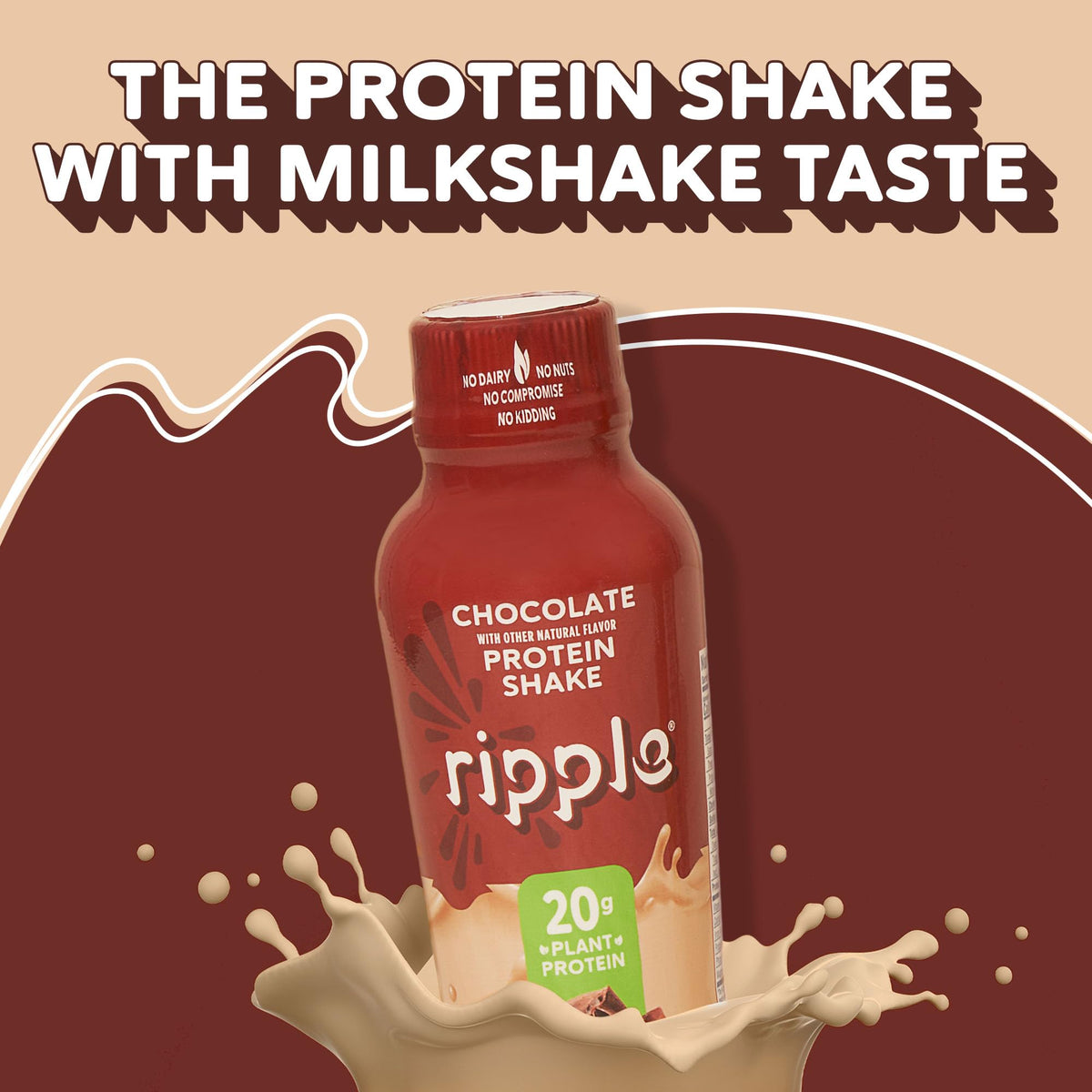 Chocolate Plant Based Protein Shake 20g Pea Protein Vegan Non GMO 12 Fl Oz Bottles Pack of 12 L319