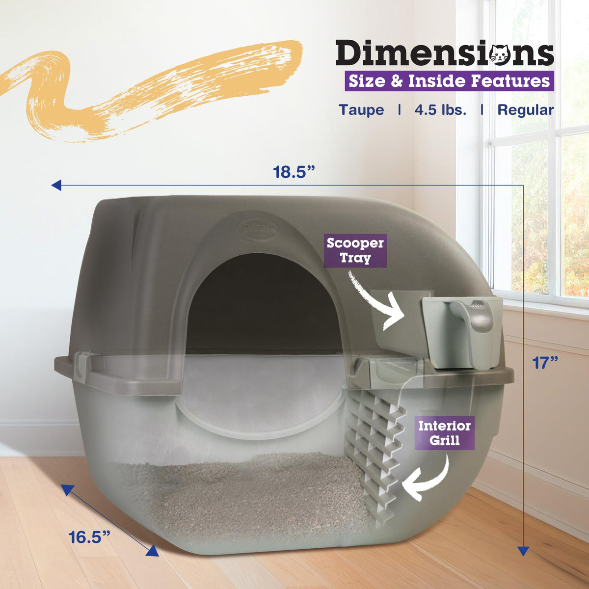 Self Cleaning Litter Box Regular Size Grey E612511