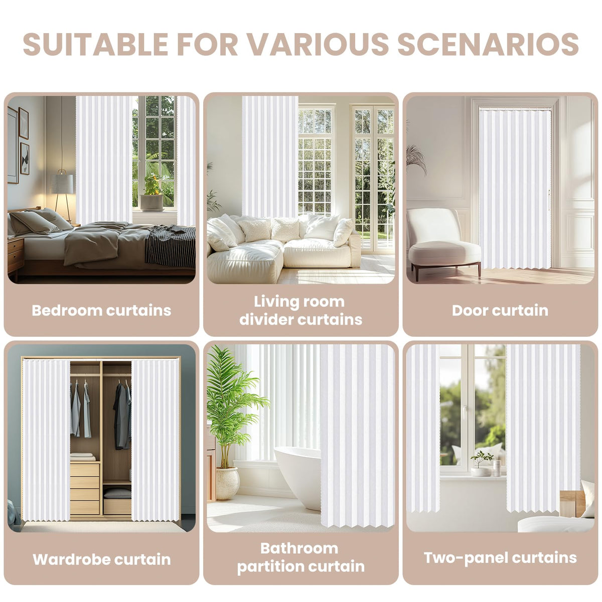 Blackout Magnetic Door Curtain with Curtain Rods 42 W x 78 L White N306927