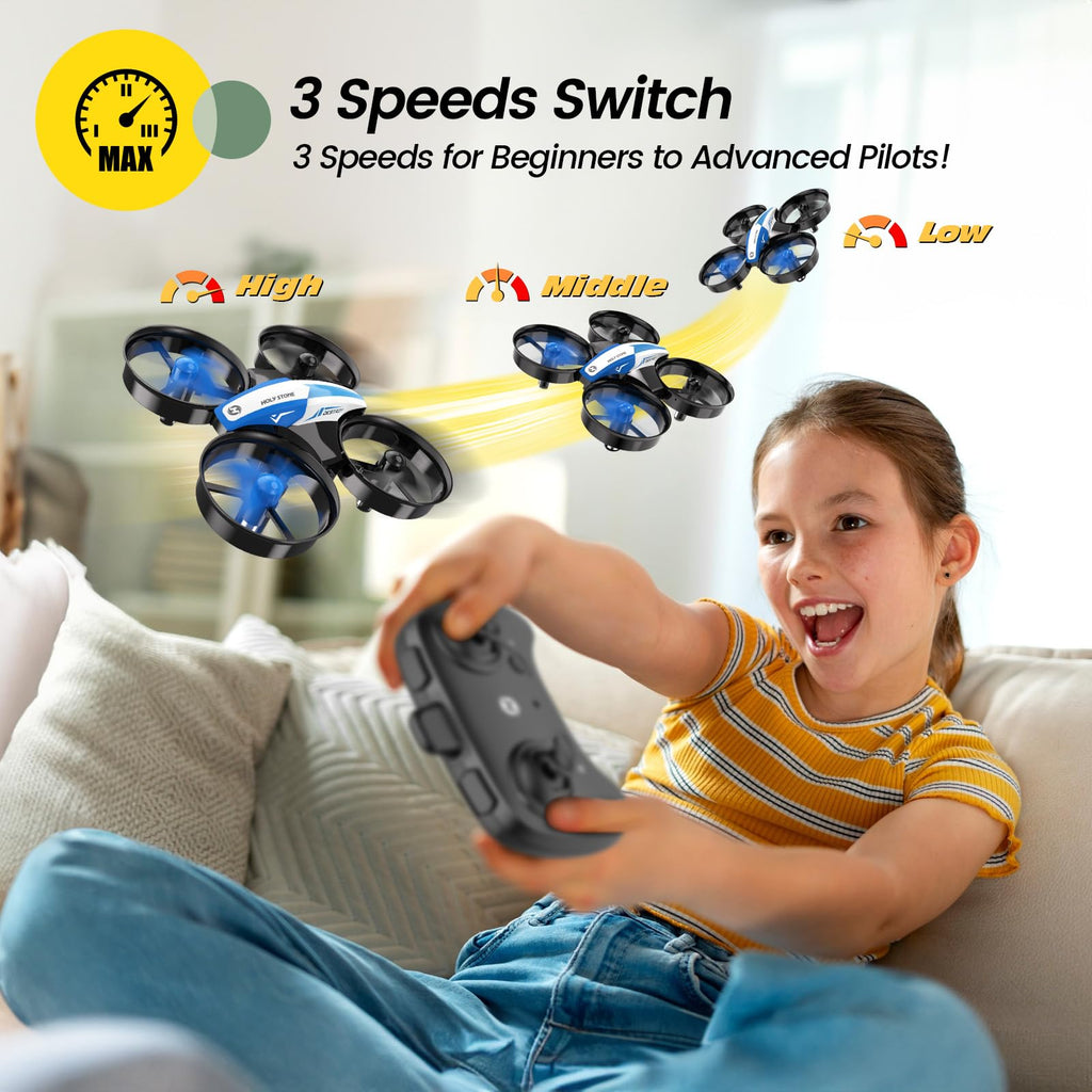 Mini Drone RC Nano Quadcopter with Auto Hovering 3D Flips and 3 Batteries Blue Y450355
