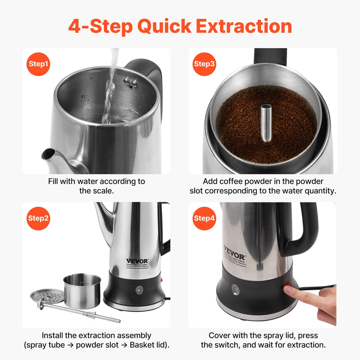 12-Cup Stainless Steel Electric Percolator Coffee Pot W887