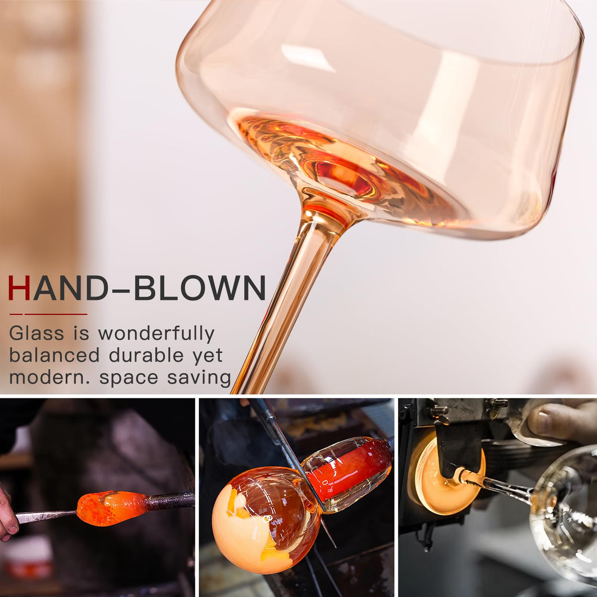 Hand Blown Colored Coupe Glasses Set of 6 Y419896