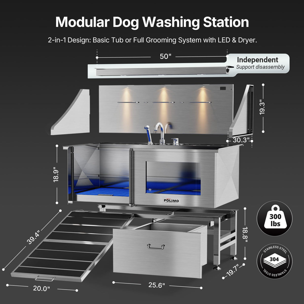 304 Stainless Steel Pet Wash Sink P5559