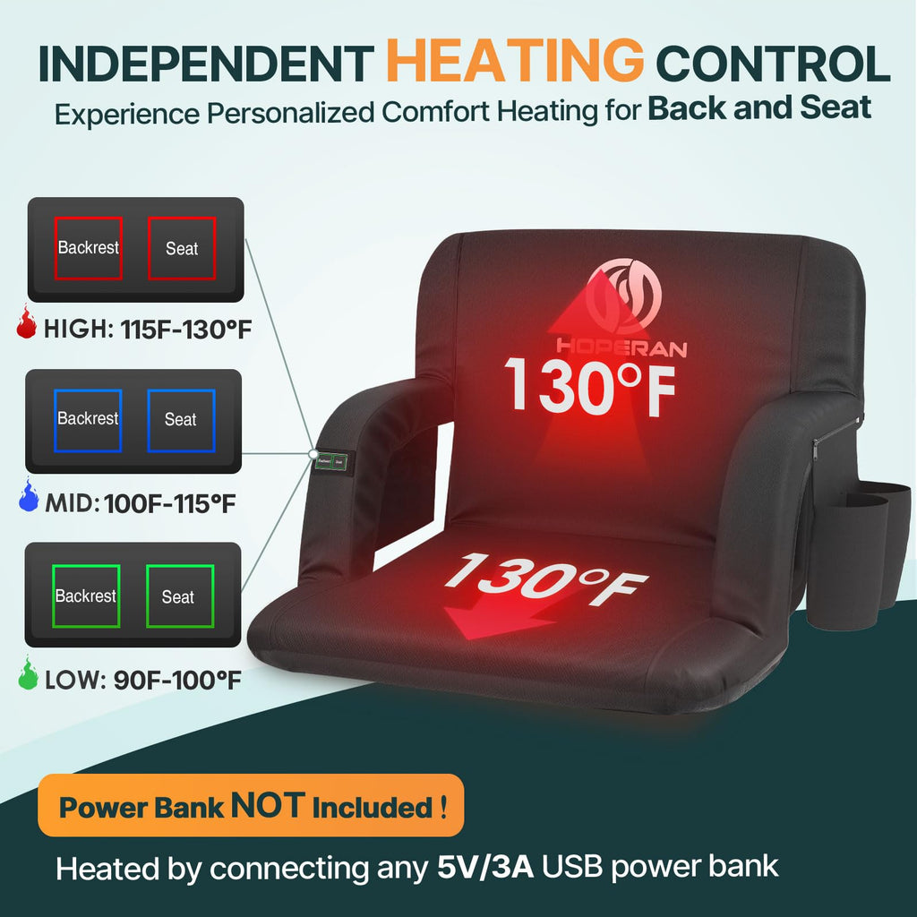 Black Heated Stadium Seats for Bleachers, 2 PCS Q994569