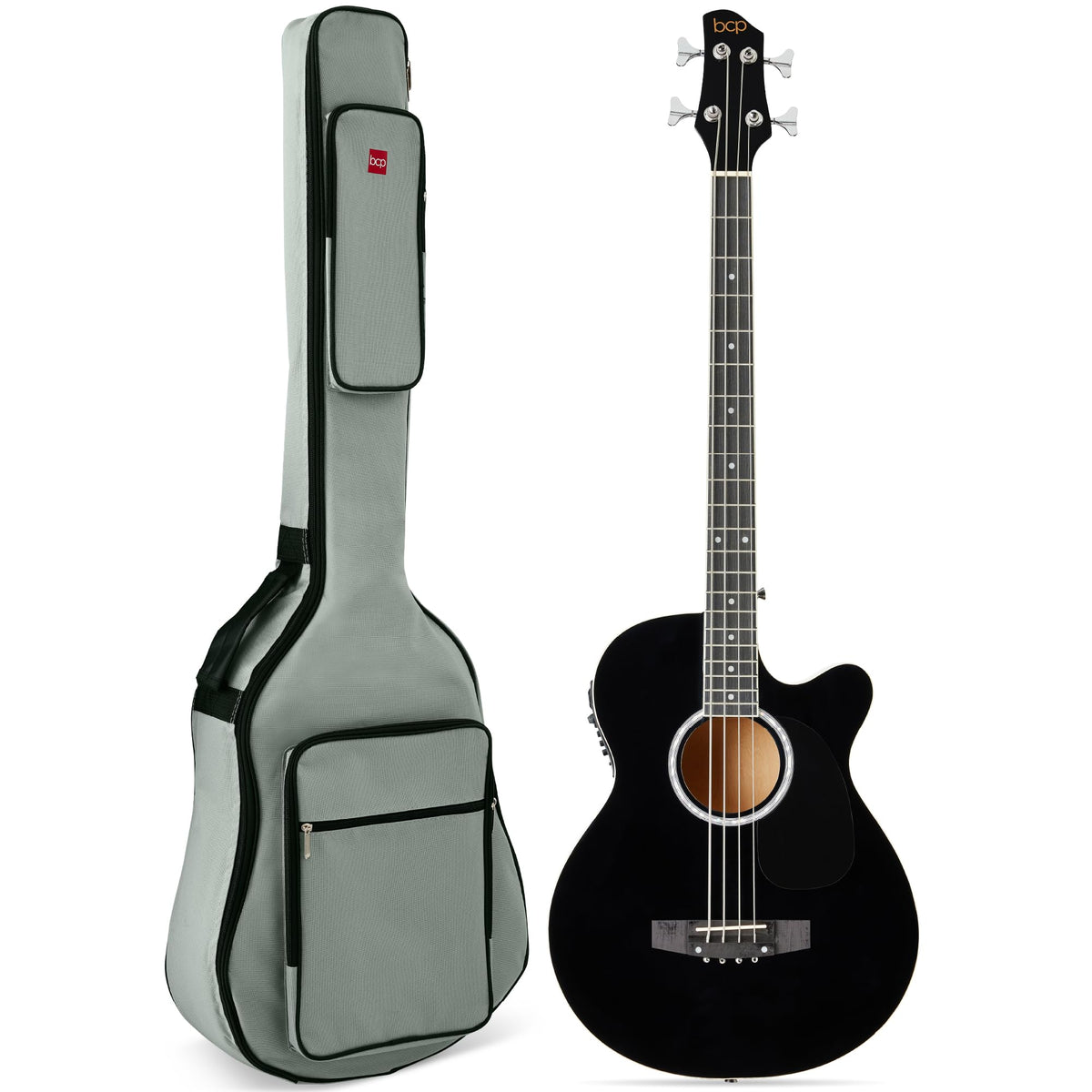 Full Size 4 String Black Acoustic Electric Bass Guitar N14620