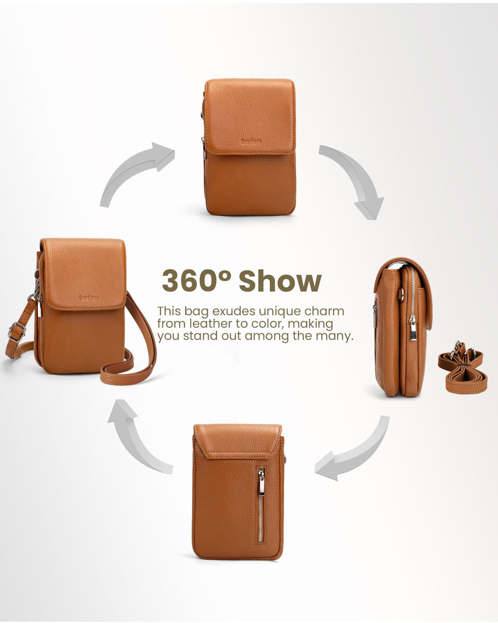 Genuine Leather Crossbody Bag with RFID Blocking Card Slots Q824958