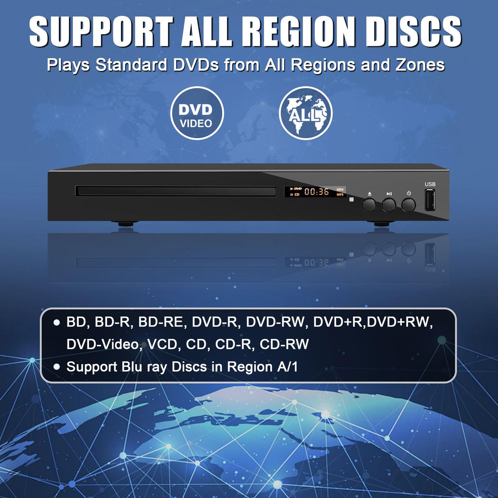 Blu Ray DVD CD Player with HDMI AV Coaxial Output B213
