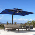 10' X 13' Patio Cantilever Umbrella with Base and LED Lights O638