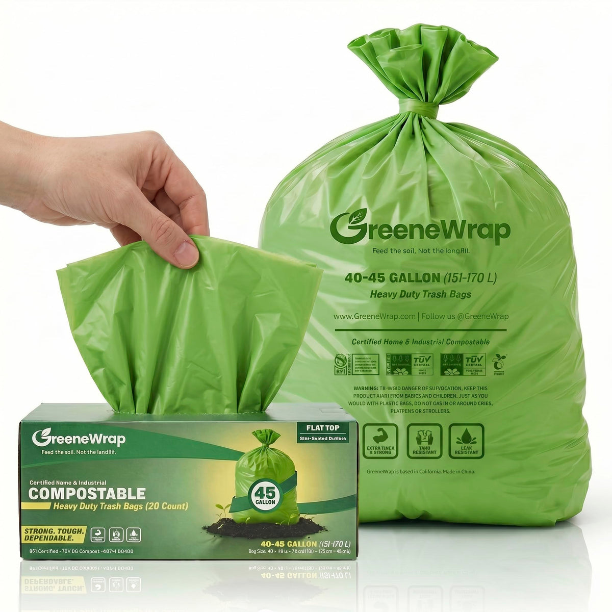 45 Gallon Compostable Trash Bags 20 Count 1.6 Mil B70228
