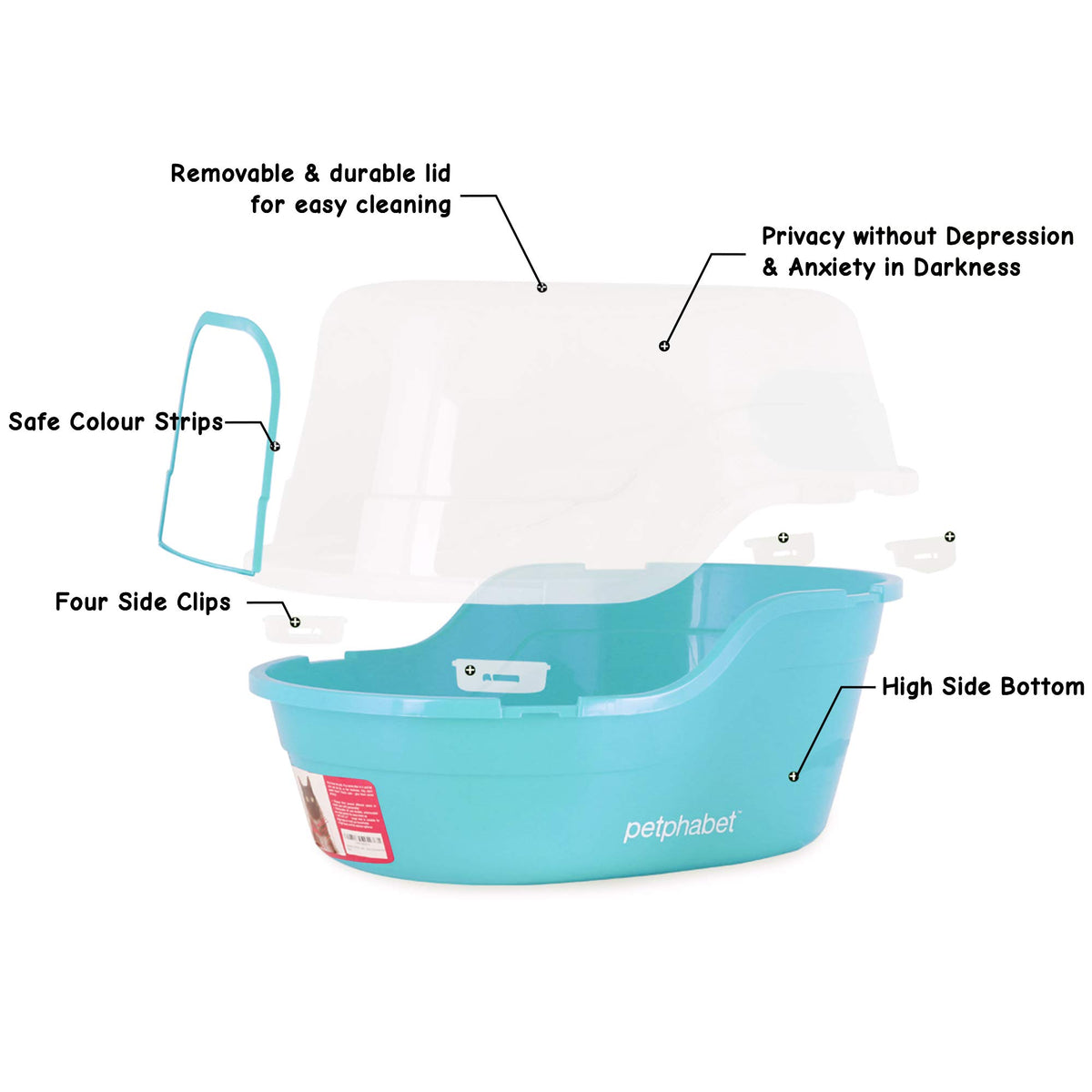 Jumbo Extra Large Teal Hooded Cat Litter Box R2586