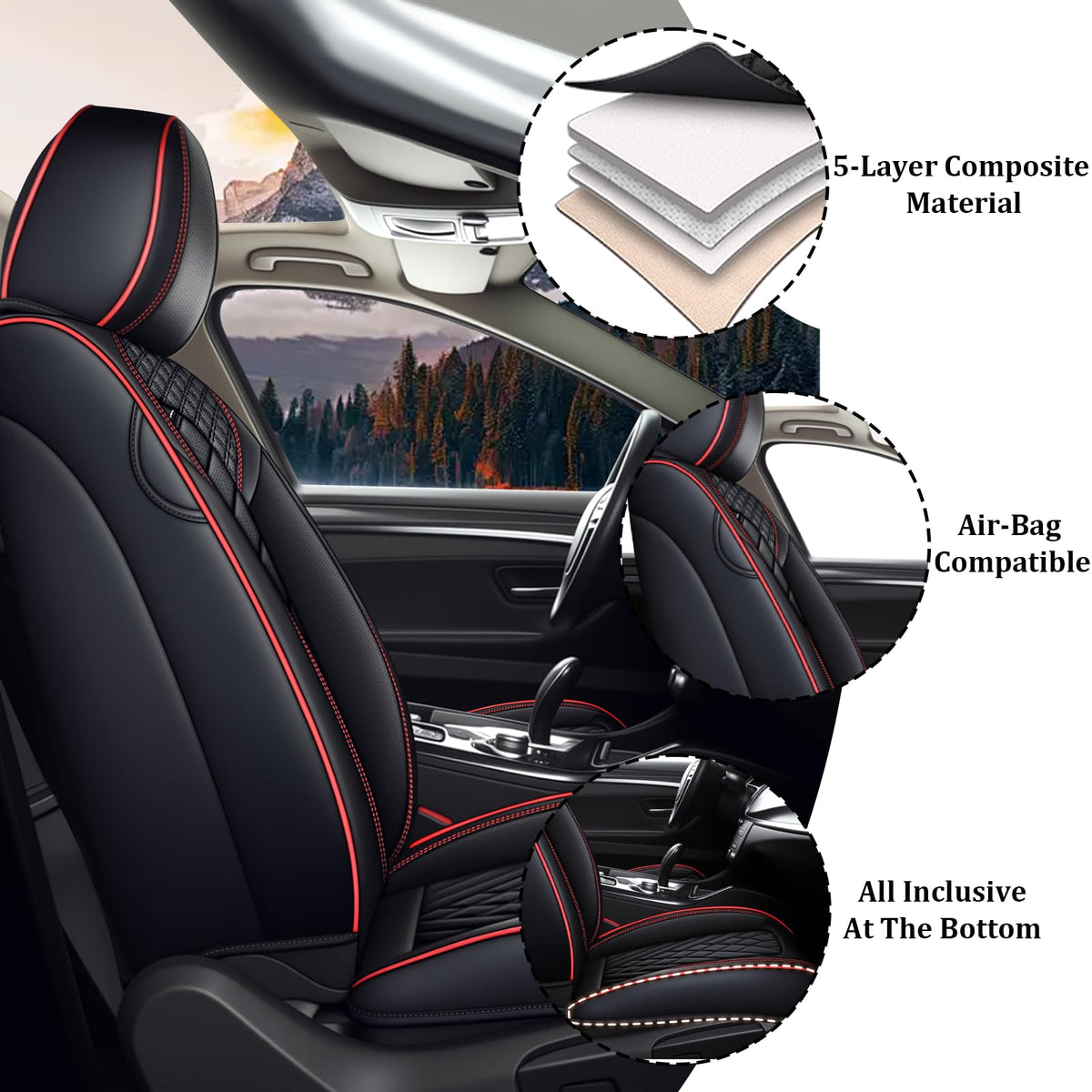 Waterproof Nappa Leather Full Set Car Seat Covers Y319790