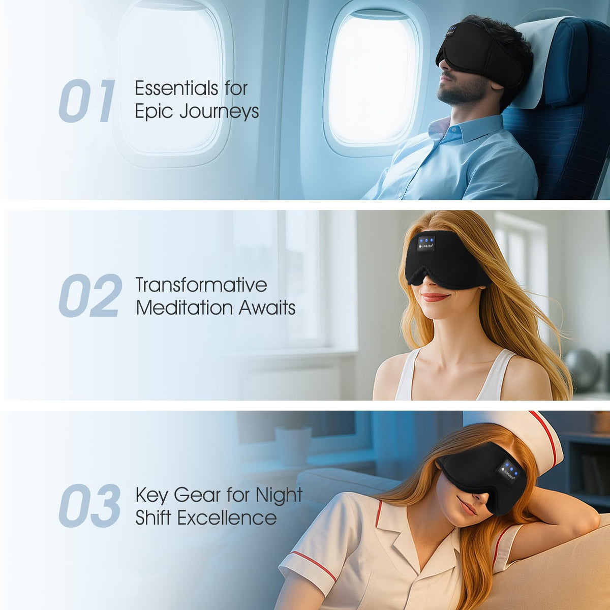 Bluetooth Sleep Headphones 3D Wireless Music Eye Mask U1882