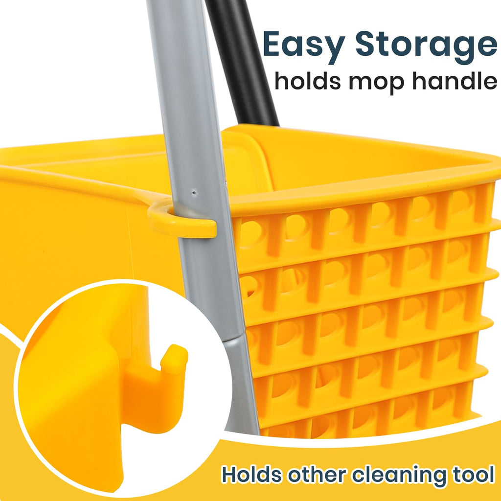 35 Qt Commercial Mop Bucket with Side Press Wringer on Wheels S84708