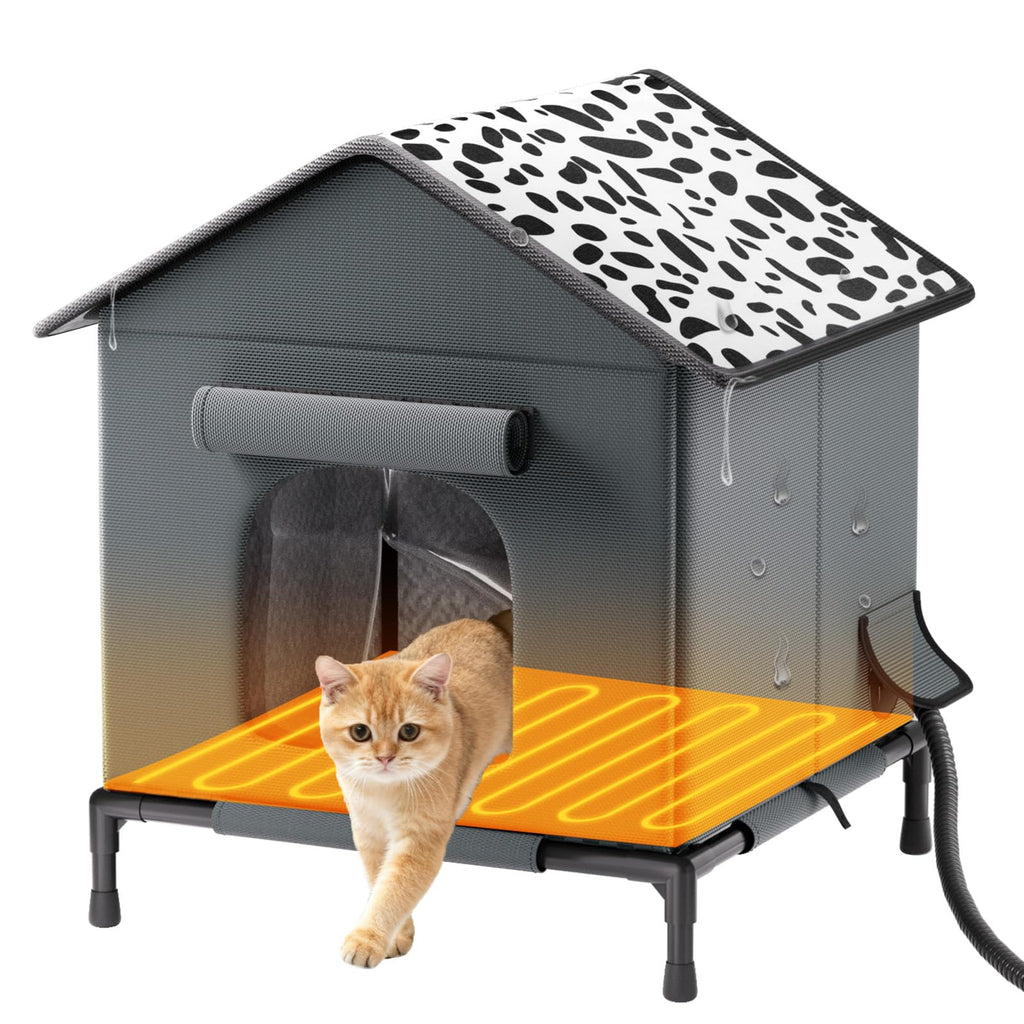 Heated Weatherproof Insulated Cat House with Heating Pad C81373