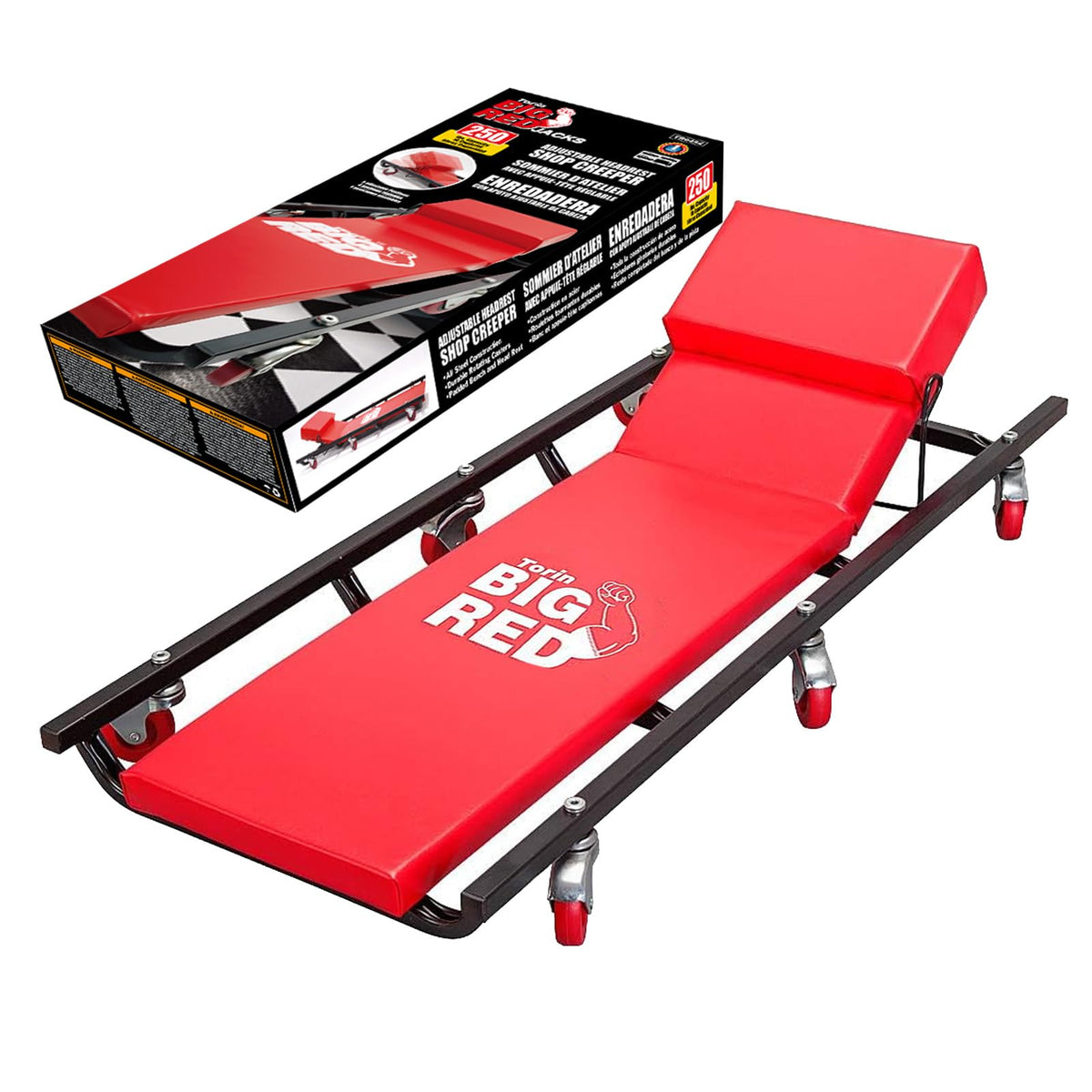 Rolling Garage Creeper with Adjustable Headrest and 6 Casters I1141