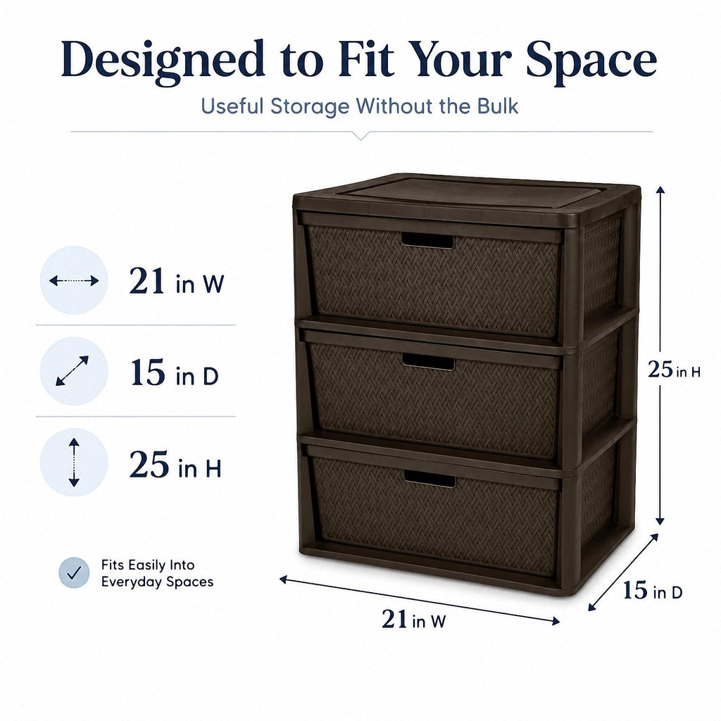 Brown 3 Drawer Plastic Storage Organizer F647890