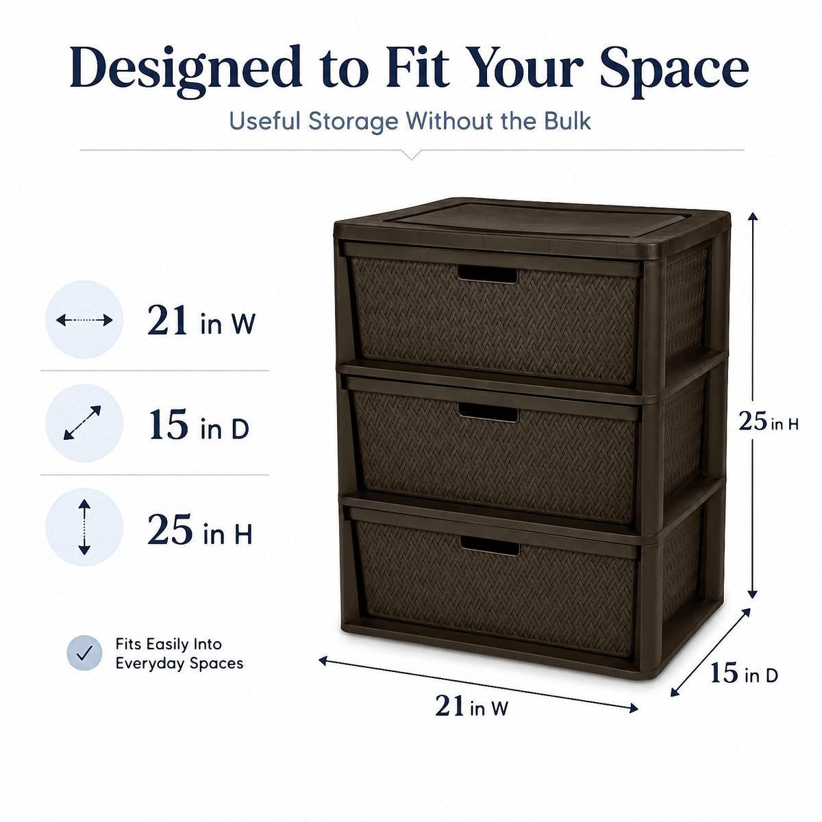 Brown 3 Drawer Plastic Storage Organizer F647890
