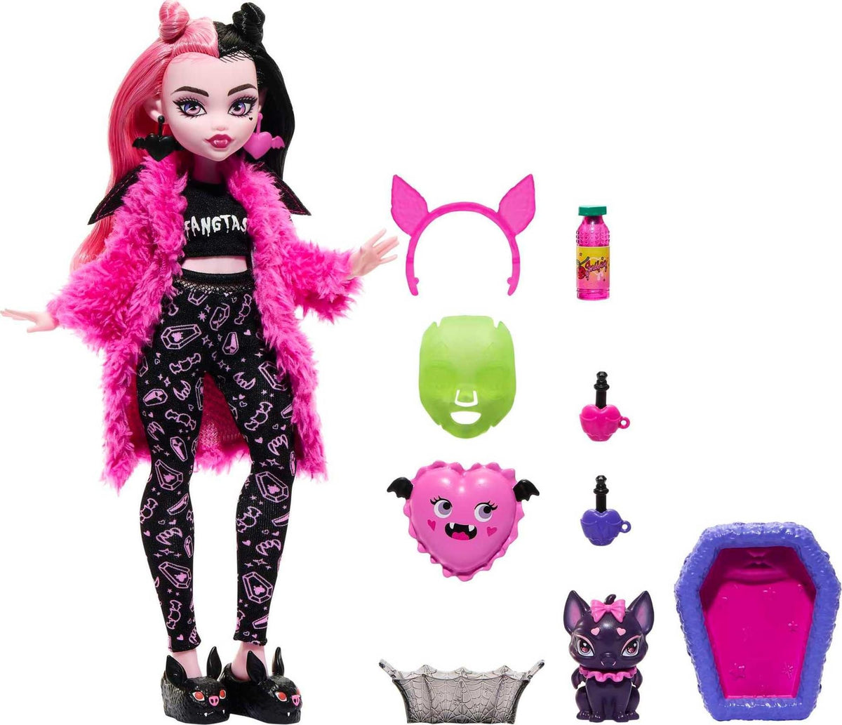 Monster High Doll Set with Pet Bat, Sleepover Clothes & Accessories B94828