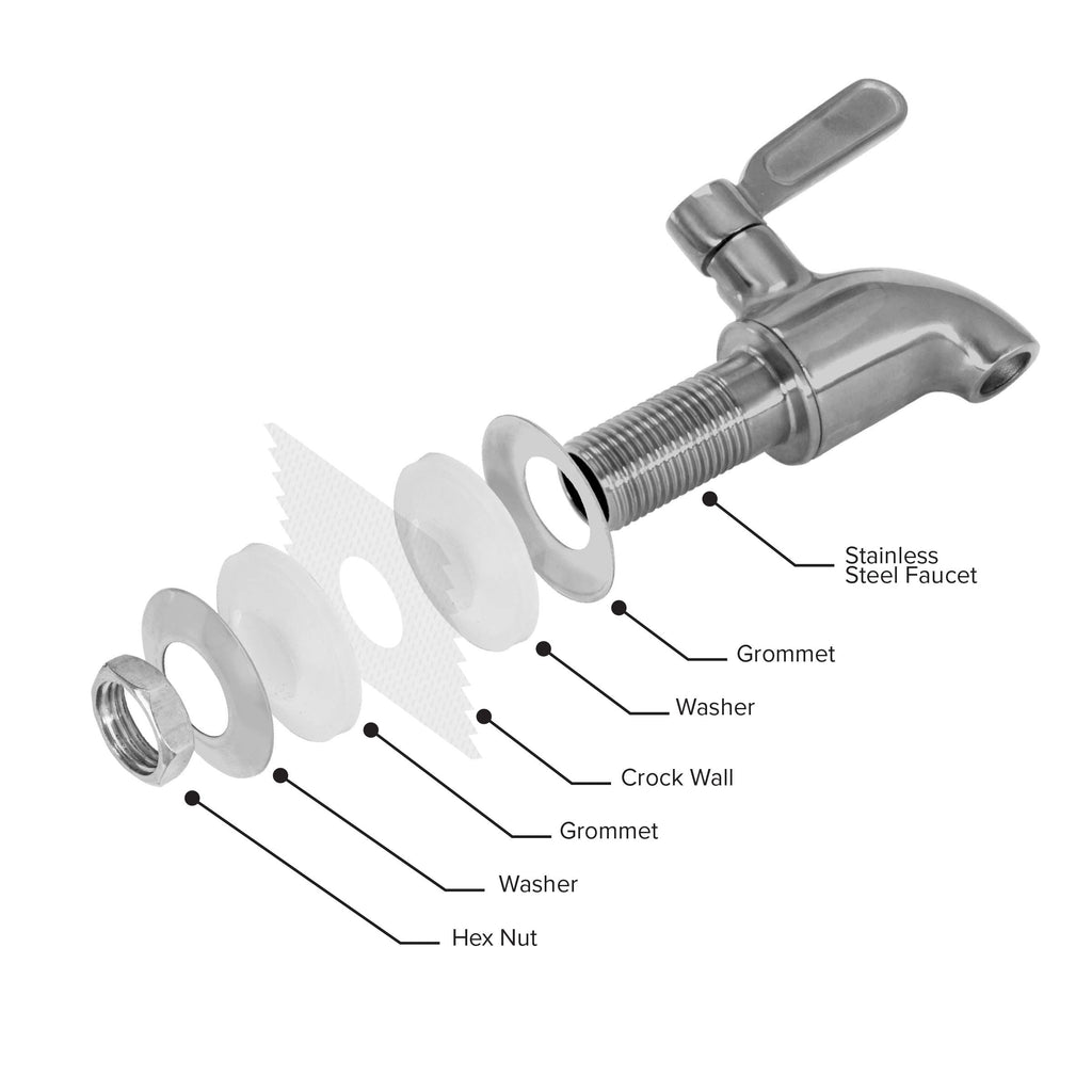 Porcelain Ceramic Crock Water Dispenser with Stainless Steel Faucet and Lid G256265