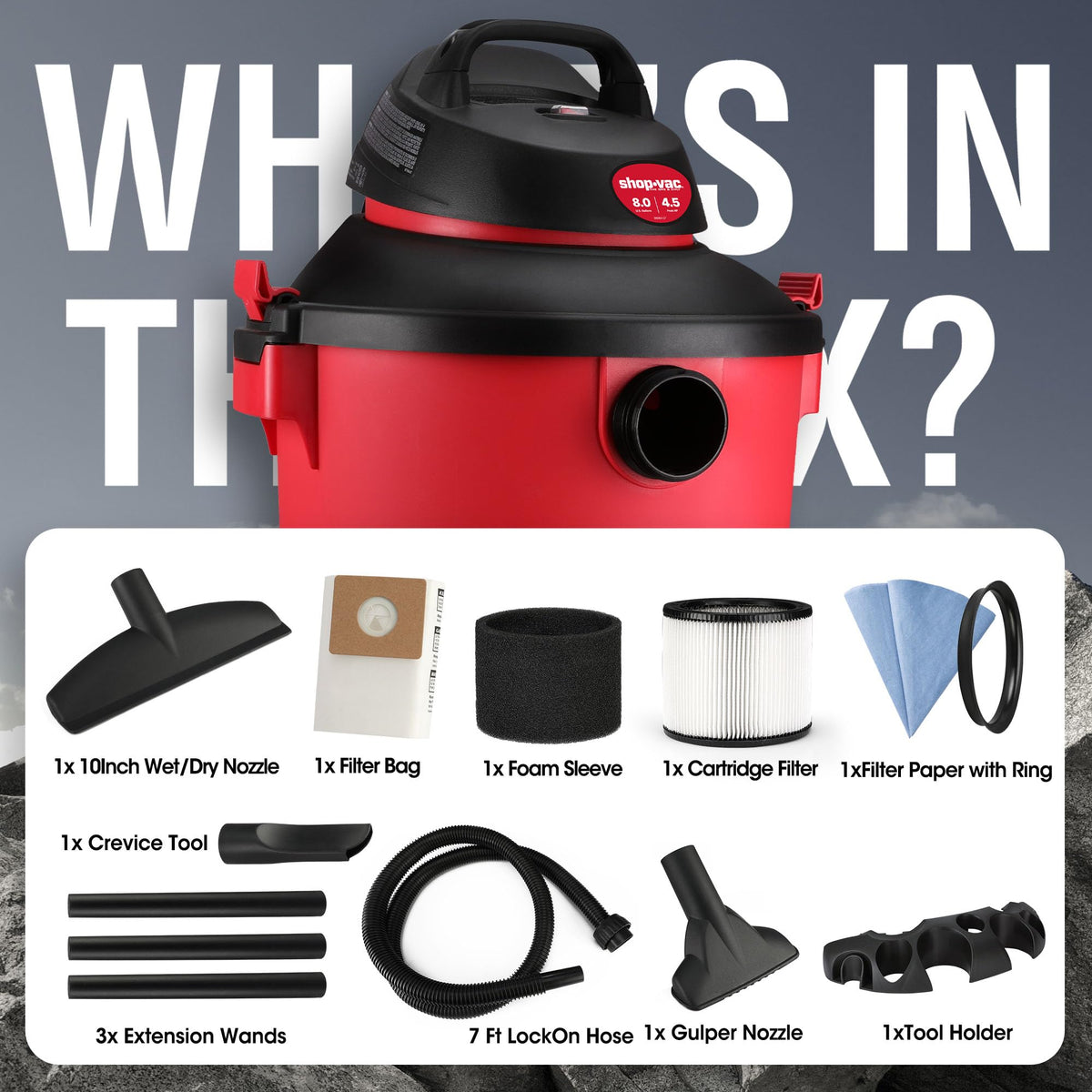 8 Gallon 4.5-Peak HP Wet/Dry Vacuum T89392