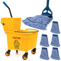 35 Qt Commercial Mop Bucket with Side Press Wringer on Wheels S84708