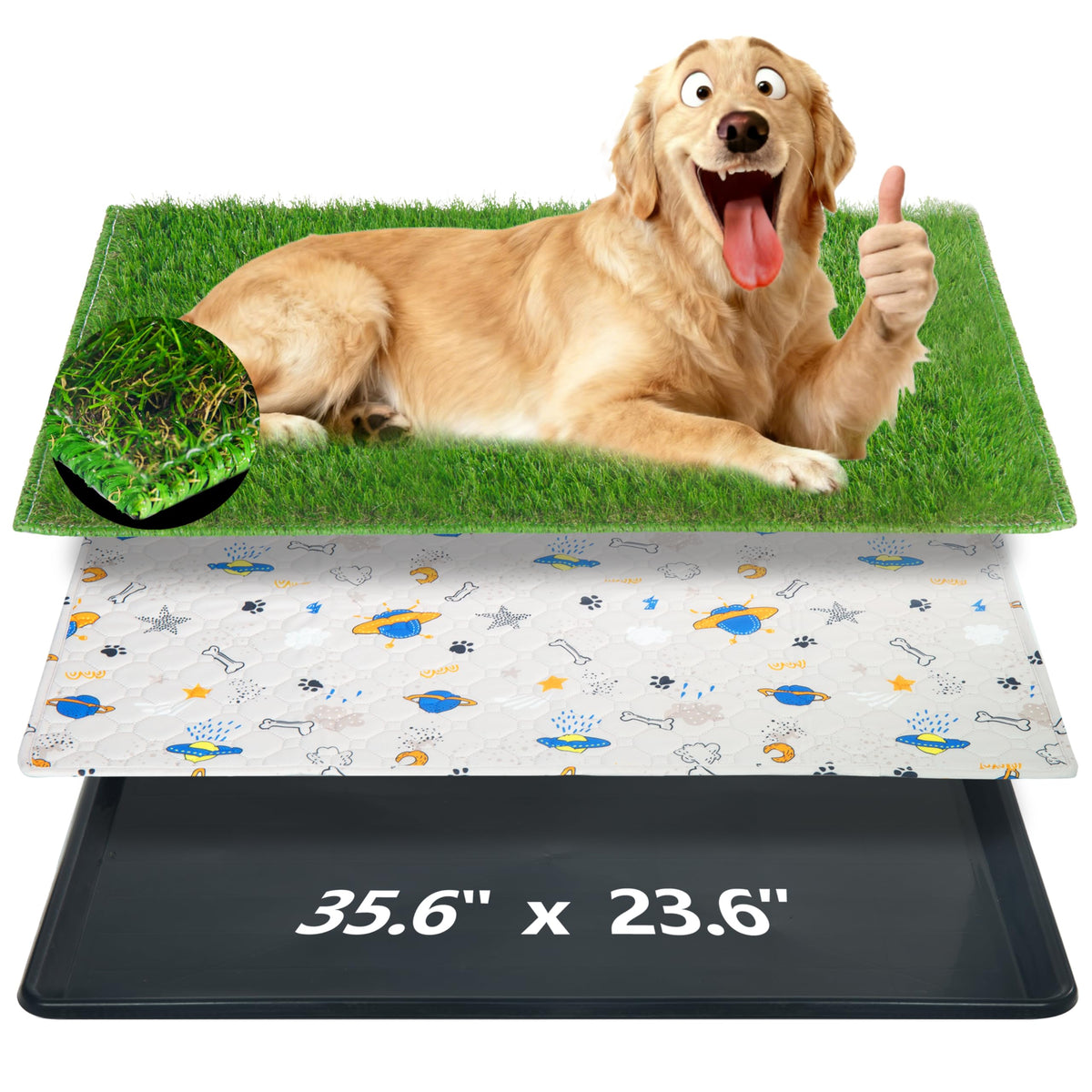 Reusable Dog Loo System with Artificial Grass Turf, Tray, 35x23in V62307