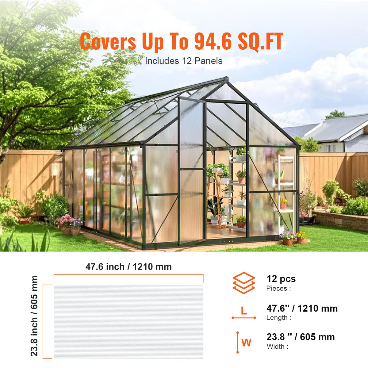 12 Pack Polycarbonate Greenhouse Panels S2979