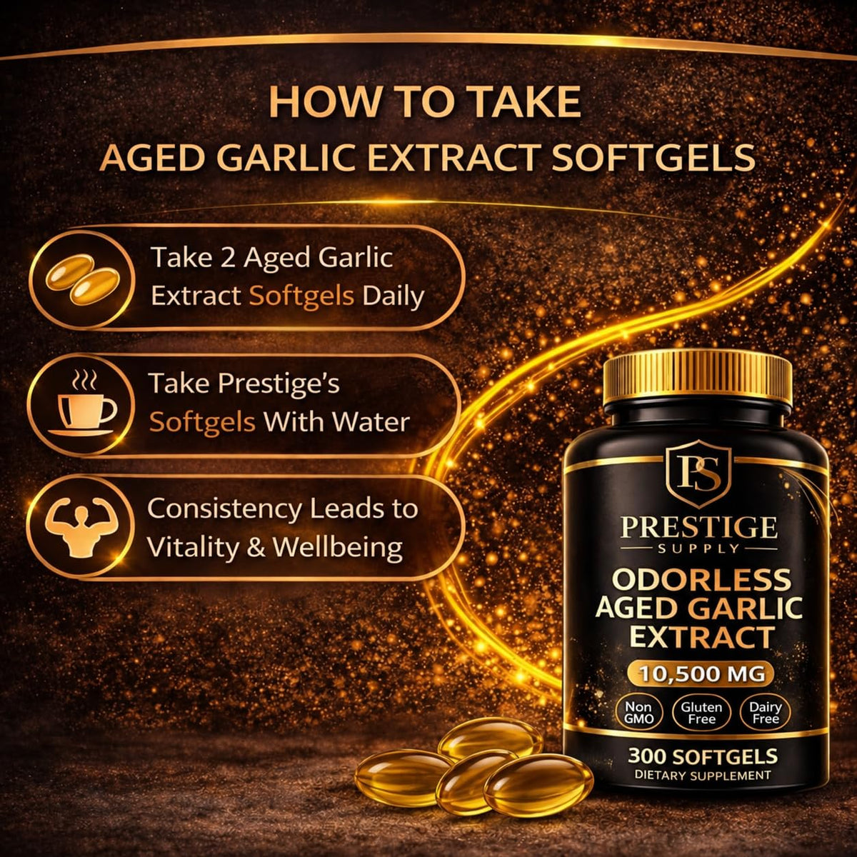 Aged Garlic Extract with Magnesium Chromium B1 & B9 300 Capsules V84542