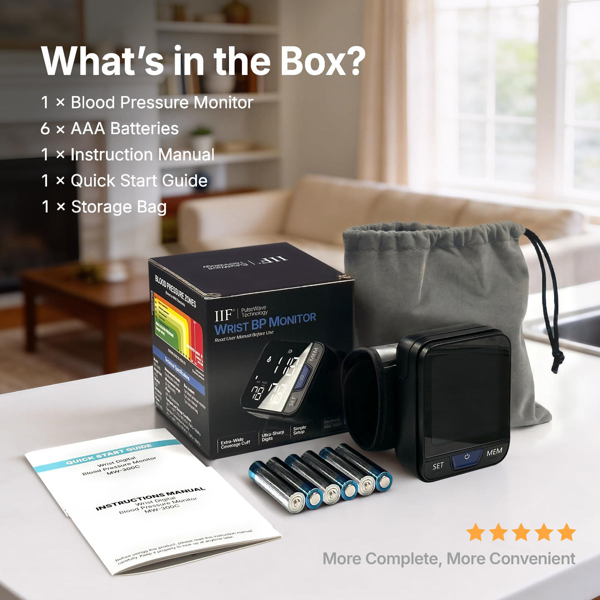 Wrist Blood Pressure Monitor with Voice Broadcast, 240 Memory for 2 Users W288