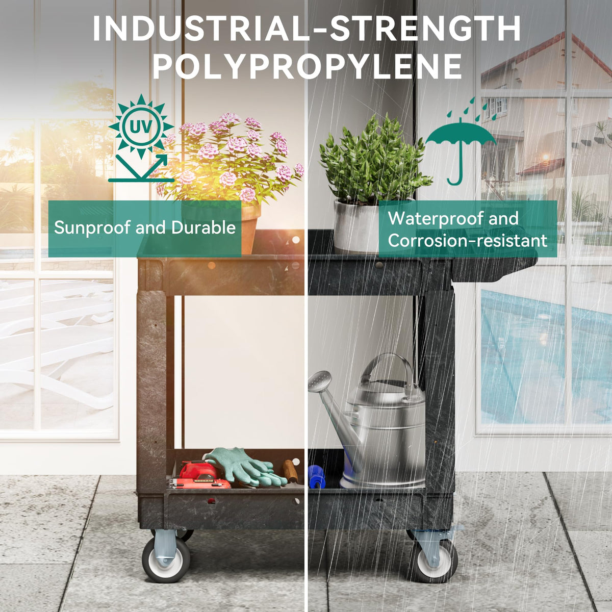 Black Utility Cart on Wheels Y761526