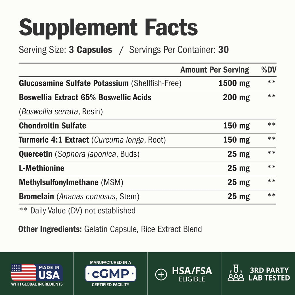 Glucosamine Chondroitin MSM Joint Support Supplement 90 Ct Y281233