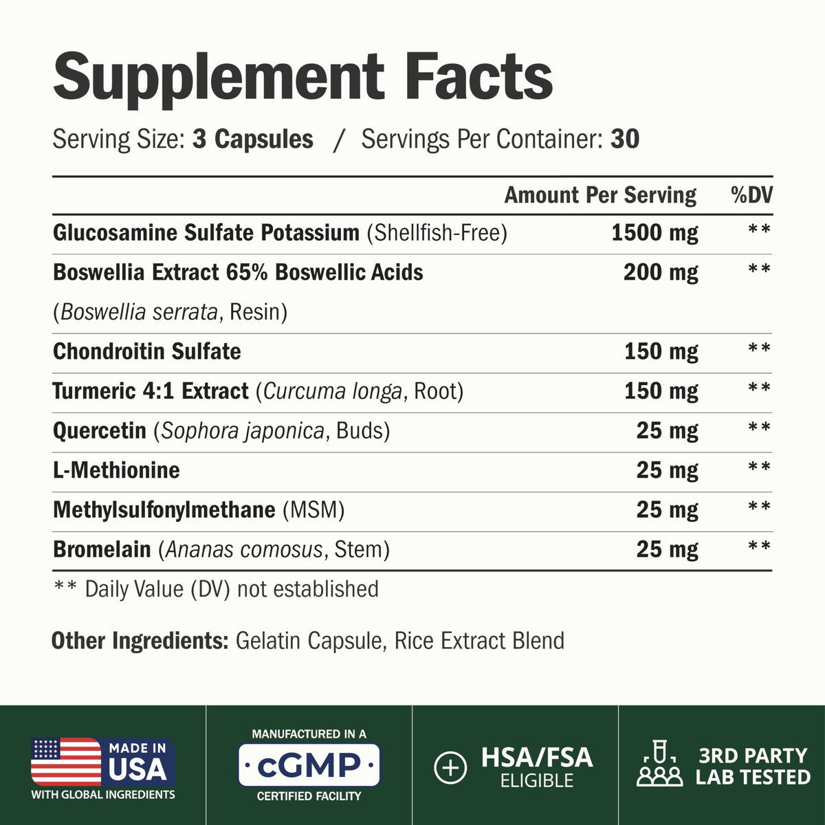 Glucosamine Chondroitin MSM Joint Support Supplement 90 Ct Y281233