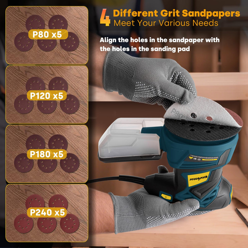 Orbital Sander with 6 Speeds, Dust Collection, 5 in, 3A Corded X31343