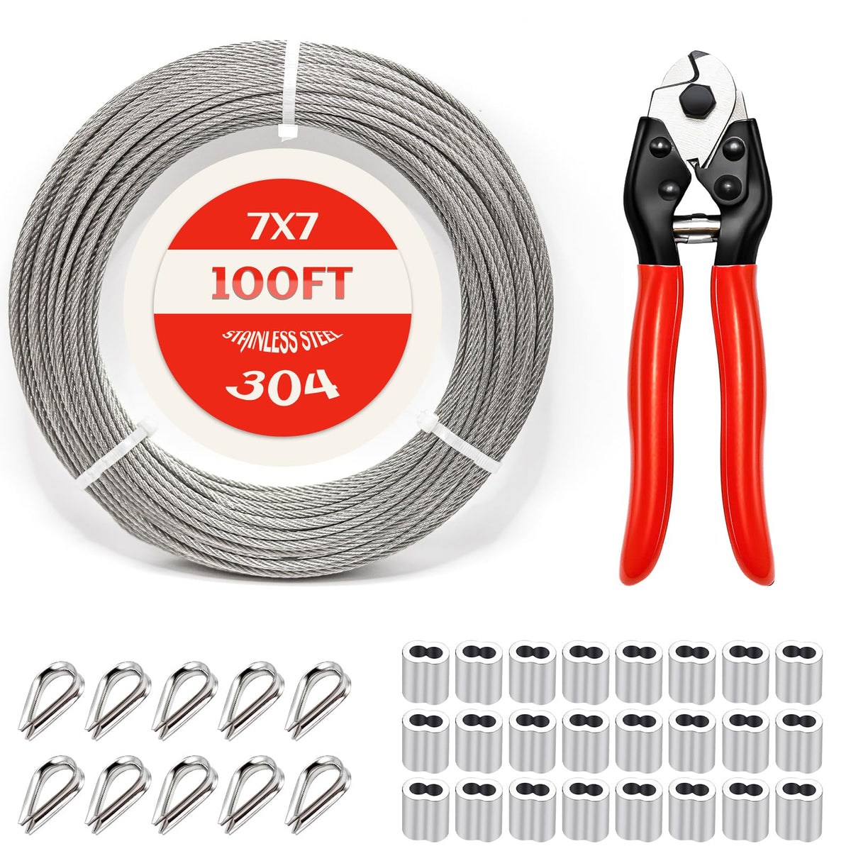 1/8 Inch Stainless Steel Cable 100FT 7x7 Strand Core P297