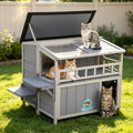 2-Tier Weatherproof Wooden Outdoor Cat House S975