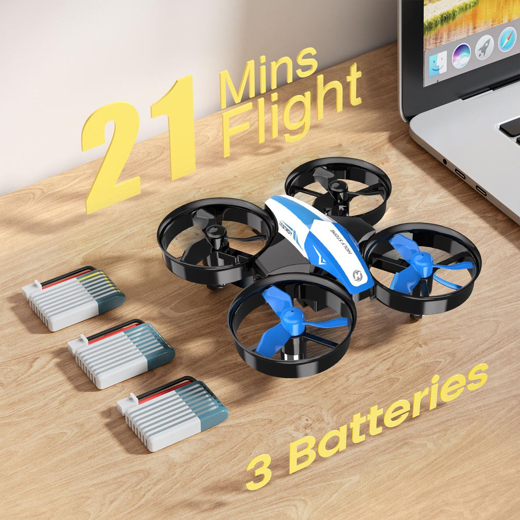 Mini Drone RC Nano Quadcopter with Auto Hovering 3D Flips and 3 Batteries Blue Y450355