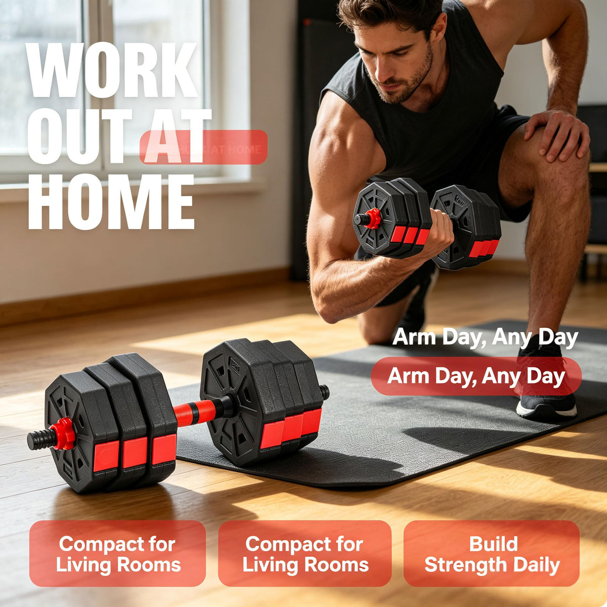 Adjustable Dumbbell Set 5-44 lbs S77878