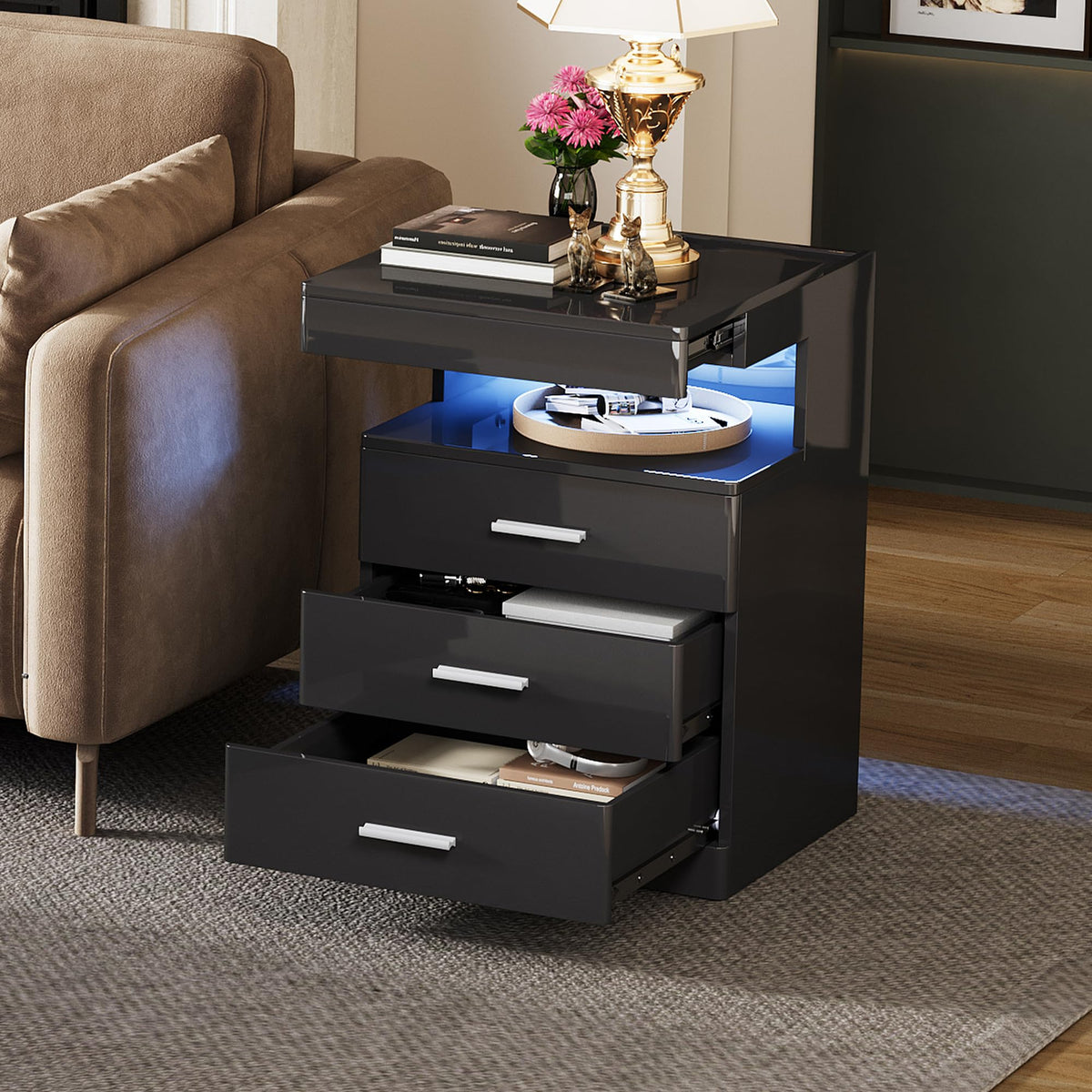 Led Nightstand with Charging Station Q273631