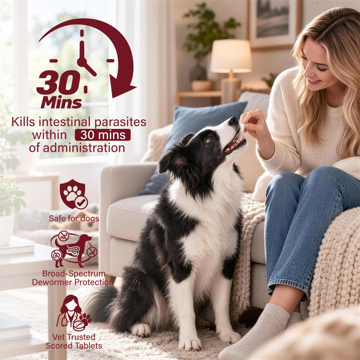 Dog Dewormer 30 Tablets Beef Flavor R2813