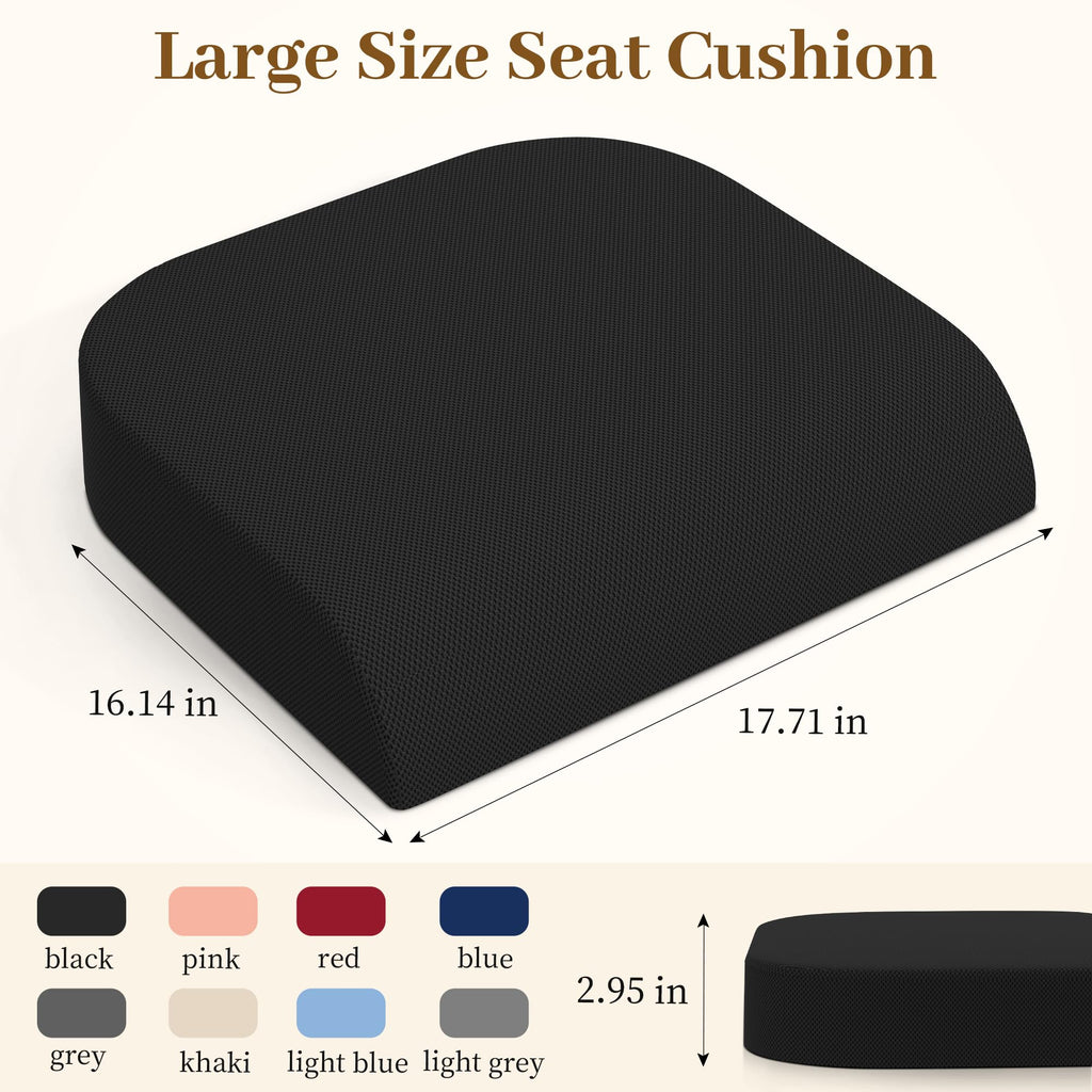 Memory Foam Seat Cushion 3-Inch Black X6237