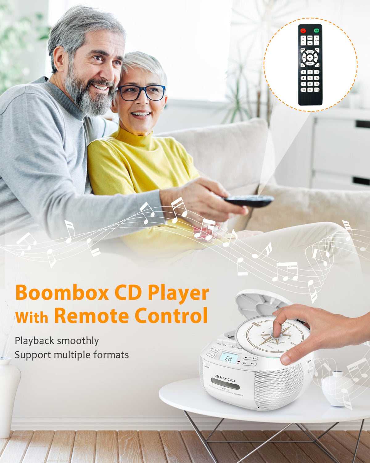 CD Player Boombox Cassette Player Combo with Bluetooth, AM/FM Radio F652065