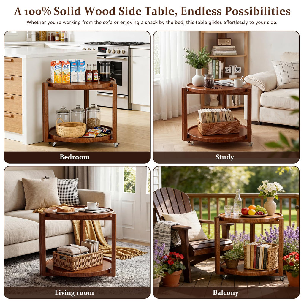 Rolling Side Table with Wheels E1081