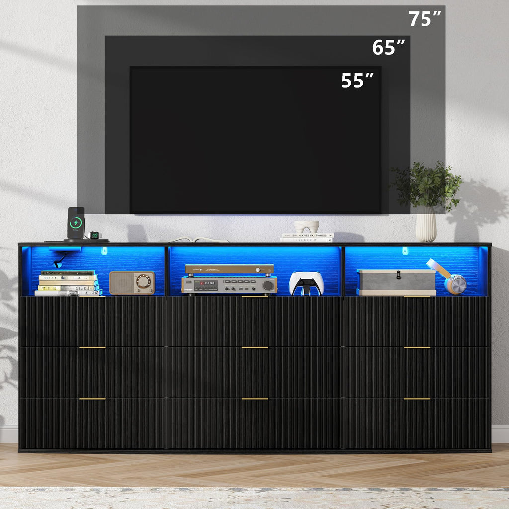 9 Drawer Dresser with 3 Open Cubbies L407532