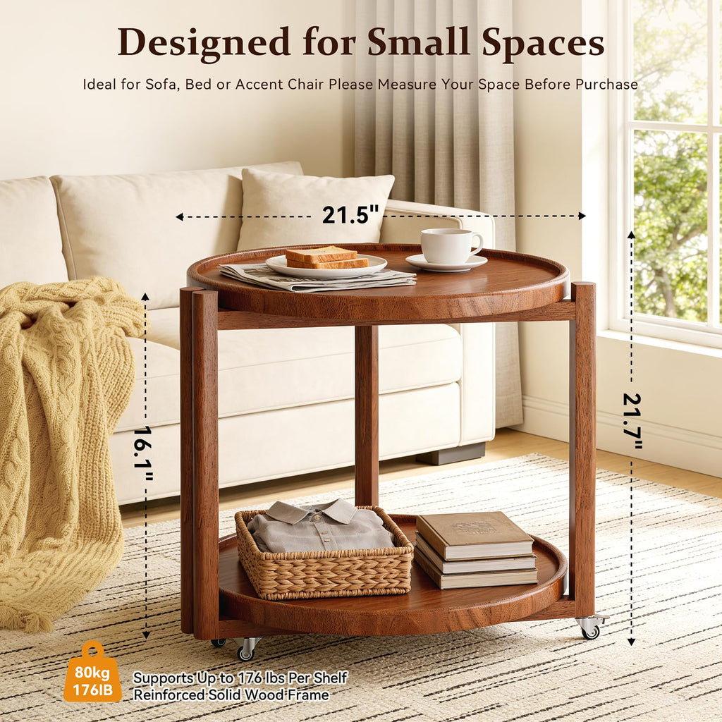 Rolling Side Table with Wheels E1081