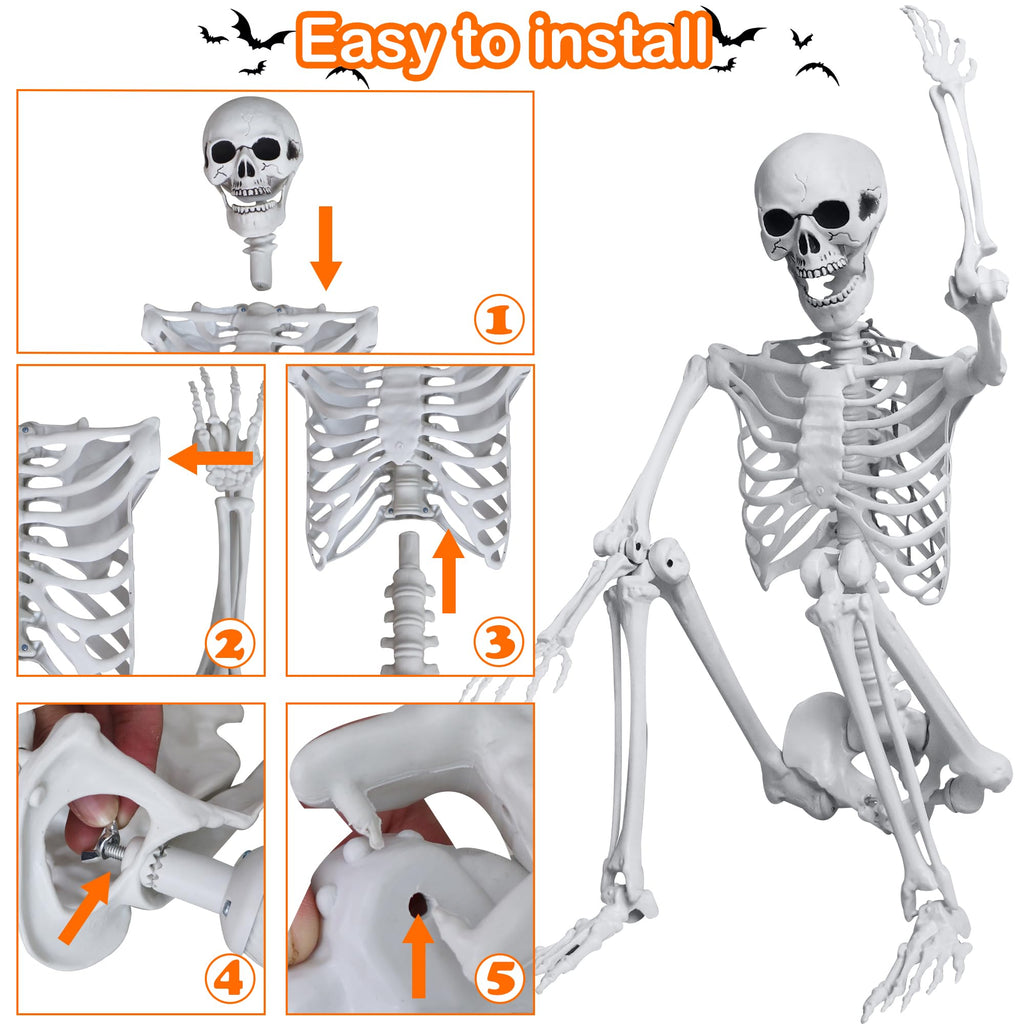 5.4ft/165cm Halloween Skeleton with Crows Movable Joints G53305